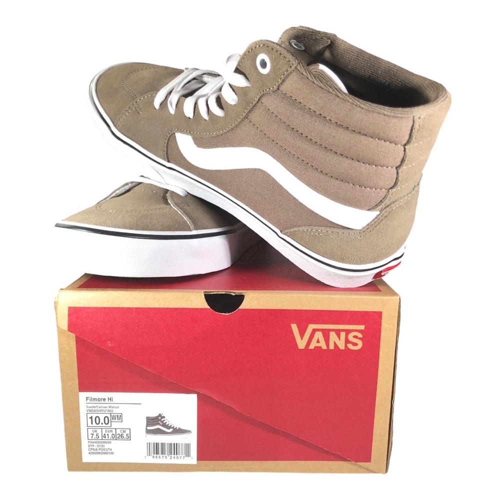 Vans Shoes Filmore Hi Skate Women 10 Walnut Suede Canvas Sneaker Skateboard New